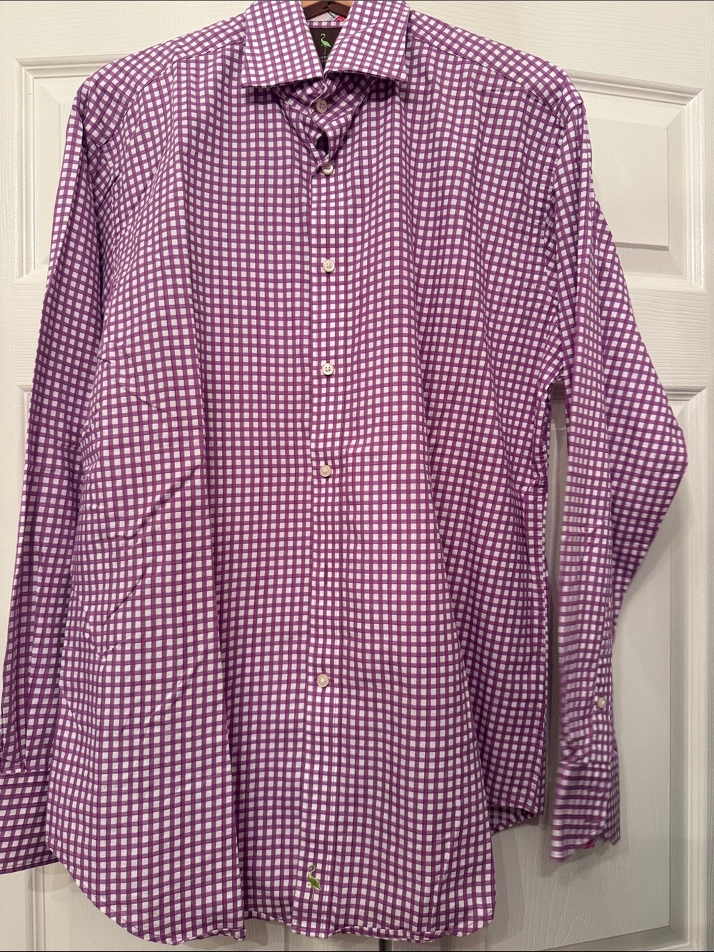 Tailorbyrd Purple and White Gingham Dress Shirt